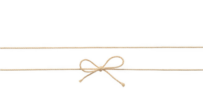 A neat string bow tied across horizontal lines isolated on transparent background. Perfect for invitation cards and packaging design.