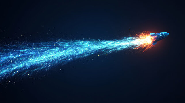 Jetpack smoke cloud trail with blue fire vector effect. Rocket speed contrail in sky air 3d realistic flow. Isolated plane flight launch up texture texture. Spaceship engine tail transparent pack