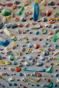 Bouldering wall in health club.