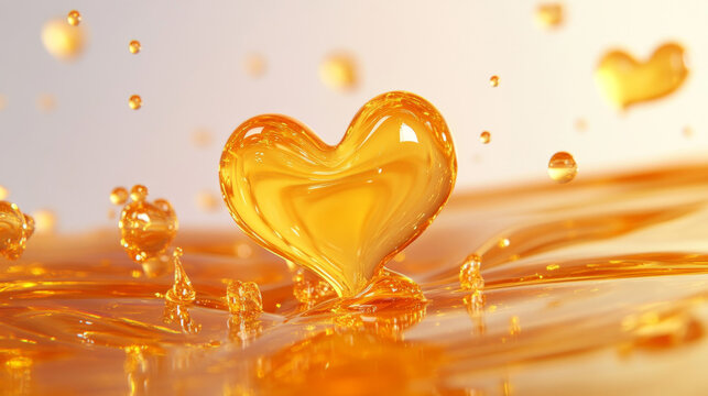 Spills of yellow juice or oil isolated on transparent background. Vector realistic set of liquid puddles in shape of heart, blob and Yin Yang, orange or mango juice drops, honey flows top view