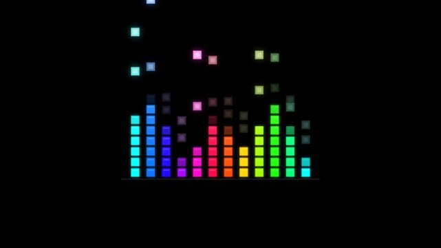 Vibrant rgb audio spectrum equalizer bars on black background