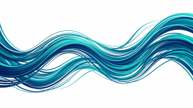 Abstract Blue Flowing Waves Vector Graphic Design on White Background