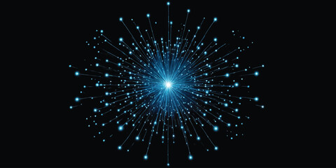 Fototapeta premium Digital technology network node connection background with data connection cyber background glowing lights blue light tech design futuristic tech communication network data flow blue glow