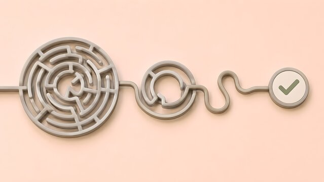 Complex Maze Solving Problem To Solution Success Concept