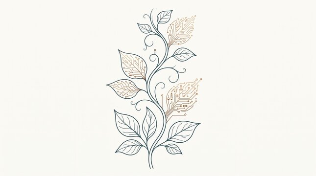 Floral Circuit Vine Vector