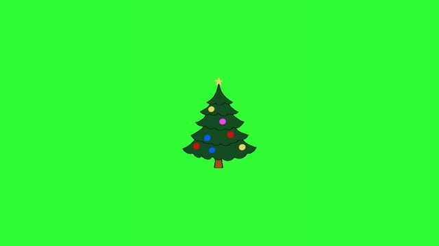 Cute, twinkling Christmas tree animation on green screen