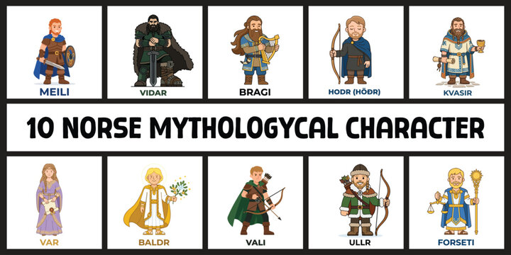  The Elder Edda Pantheon- Ancient Norse Mythic Gods, Goddesses & Healers Clipart Suite.