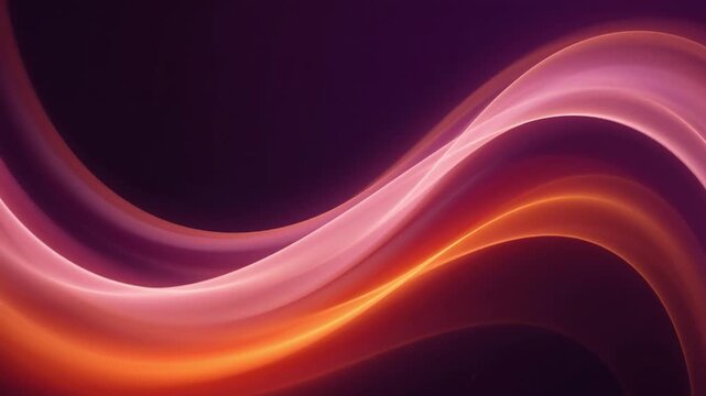 Abstract flowing silk ribbons with glowing amber and red light waves moving smoothly across a deep solid black background for luxury design