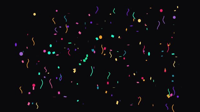Colorful confetti explosion motion against black background