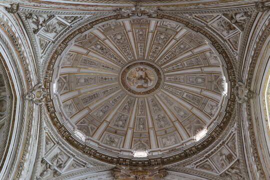 Interior view of the dome in the Cathedral of Cordoba, Andalusia, Spain