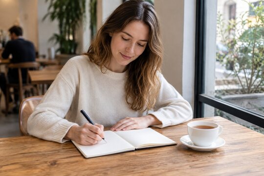 woman writing in journal