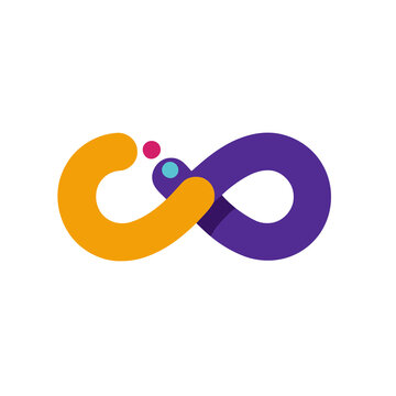 Abstract colorful infinity loop with dots