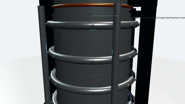3D animation of High Pressure Processing HPP for cold-pressed juice showing bottles in a hyperbaric chamber destroying bacterial cells while preserving vitamins for raw pasteurized freshness