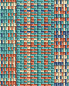 Geometric Tile Pattern with Teal, Coral, and Beige