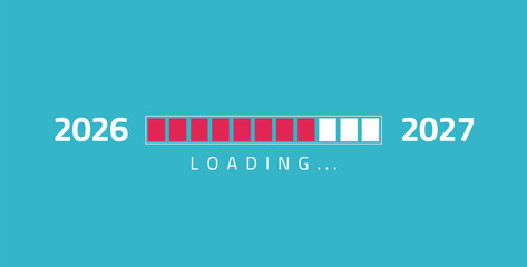 Obraz premium Loading new year 2026 to 2027 in progress bar