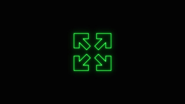 [Glowing Green Neon Expand and Fullscreen Icon on Black Background]