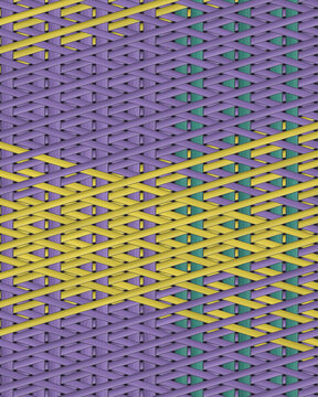 Woven texture with purple, yellow, and green strands