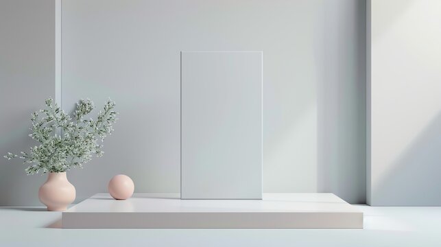  Light Pastel Gray Rectangular Background, Clean Single Color Minimal Design