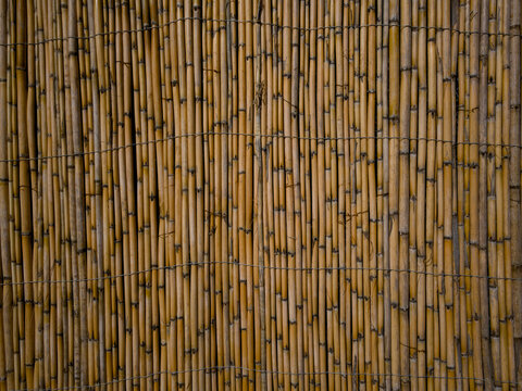 Close-up texture of a wall made from reeds