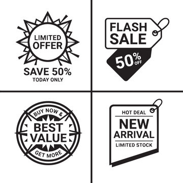 Ecommerce Sale Badges and Promo Discount Tags Bundle for Shopping Promotion
