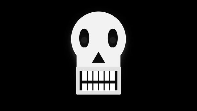 Creepy Human Skull Front View Flat Vector Motion Graphic