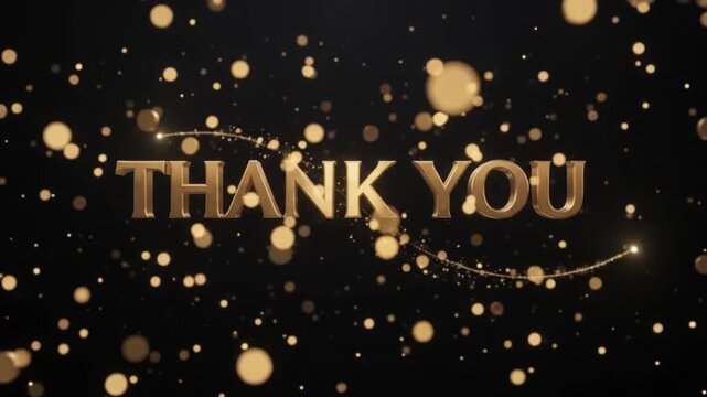 Cinematic 3D Metallic Gold Thank You End Scene Text
