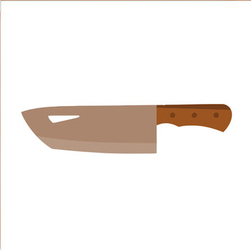 Cleaver knife with wooden handle isolated on transparent background