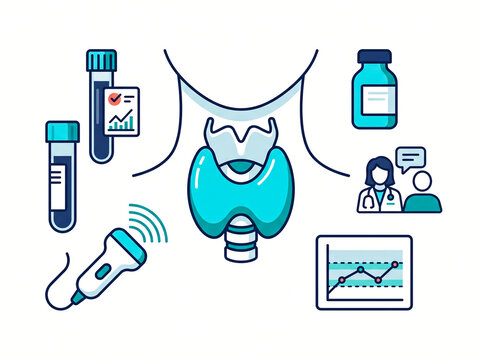 Thyroid Disorder Diagnosis and Hormone Testing Illustration