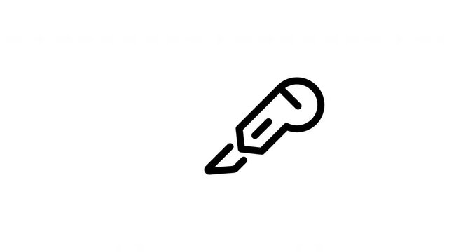 Cutter stationery outline icon looping animation, utility knife tool symbol motion graphic for office and craft presentation design use