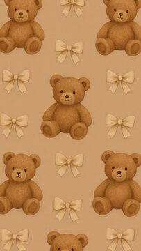 Cute teddy bears and bows mobile wallpaper
