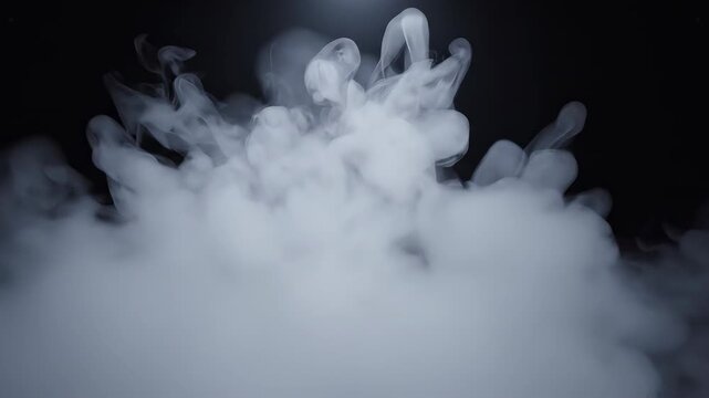 Expanding white smoke plumes in cinematic lighting against a dark background with subtle camera movement