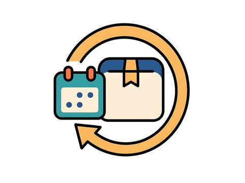 Holiday return policy icon with calendar and shipping package symbol