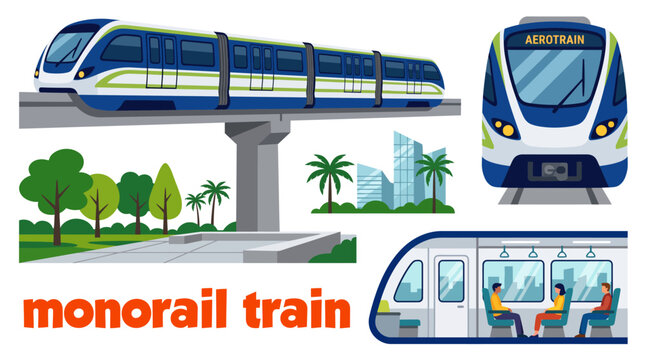 monorail train modern railway transportation vehicle famous elevated locomotive travel tourism technology engineering passenger journey futuristic