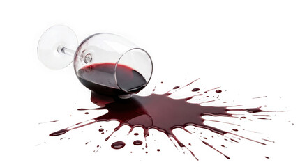 Naklejka premium Spilled glass of red wine creating a splash on the floor isolated on transparent background