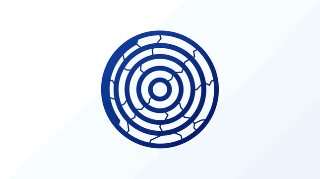 Abstract blue concentric circles with irregular lines on a white and light blue gradient background, resembling a target or an eye pattern.