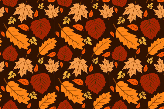 Autumn seamless pattern with leaves
