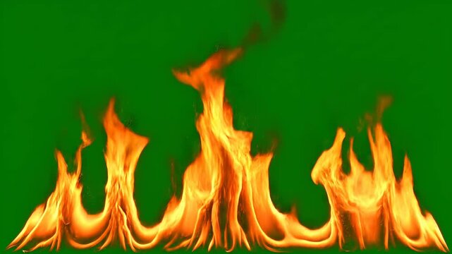 Fiery flames dancing across a dark expanse with vibrant orange and yellow hues during a dramatic inferno