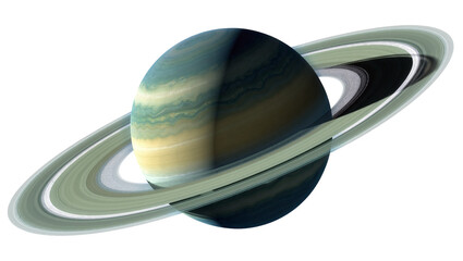 Saturn planet with prominent rings, isolated on transparent background © Marta