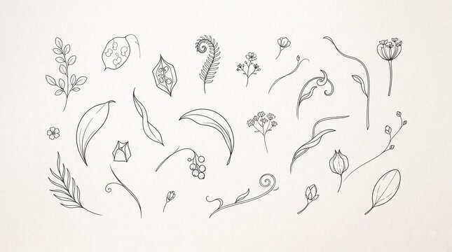 Minimal Floating Botanical Elements