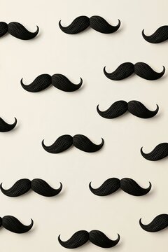 Black mustache pattern on neutral background for gentleman concept design