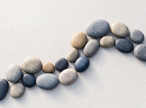 Abstract financial flow visualization with serene river stones
