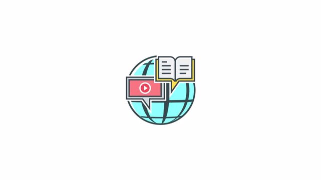 Digital learning and global online education concept icon animation.