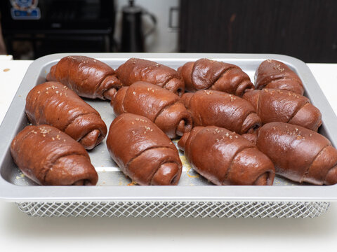 Baking dark chocolate salt bread rustic home cooking style