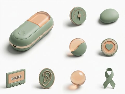 3D mental health themed objects representing support and community care