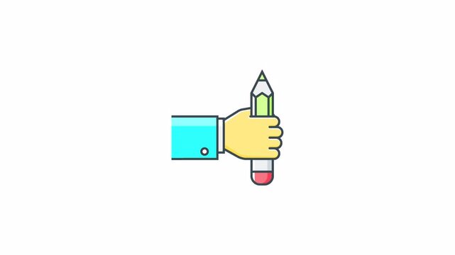 Professional hand holding a yellow pencil vector illustration.