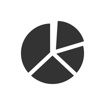 Black circular pie chart icon with four segments on white background.