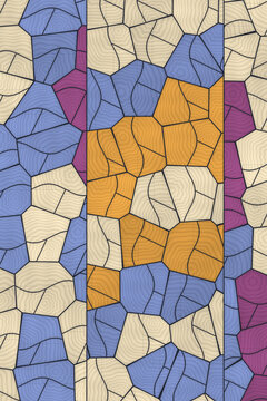 Abstract Geometric Mosaic Pattern with Wood Grain Texture
