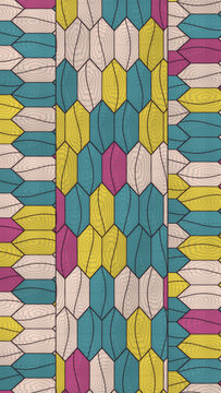 Geometric pattern with wood grain texture and hexagonal shapes