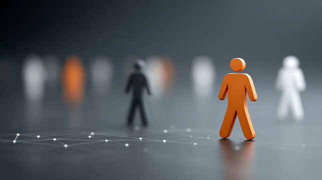 Abstract digital HR network with hundreds of diverse employee profile silhouettes connected by glowing lines, global workforce management and talent ecosystem concept, elegant dark technology