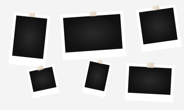 Vintage polaroid photo frame vector collage collection taped for memory moldboard